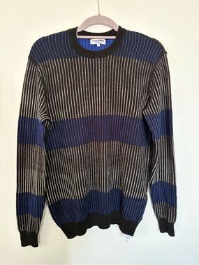 Opening Ceremony Black and Blue Striped Knit Sweater